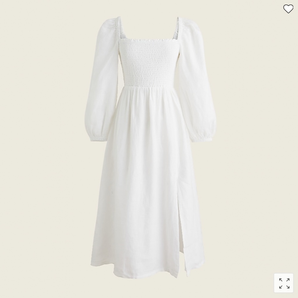 JCREW SMOCKED TOP MIDI SLIT DRESS - LINEN